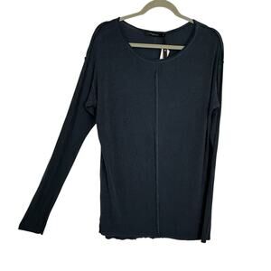 Umit Unal Seamed Viscose Dark Blue Top Women size Medium Long Sleeve